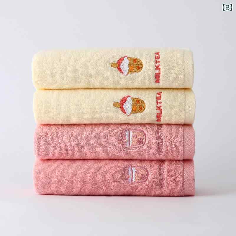 LINEAR shopの4 パック 綿 洗顔 家庭用 女性用 吸収性 男性用 カップル 入浴 大人 厚手 シンプル コットン インテリア かわいい ワンポイント｜アングル2