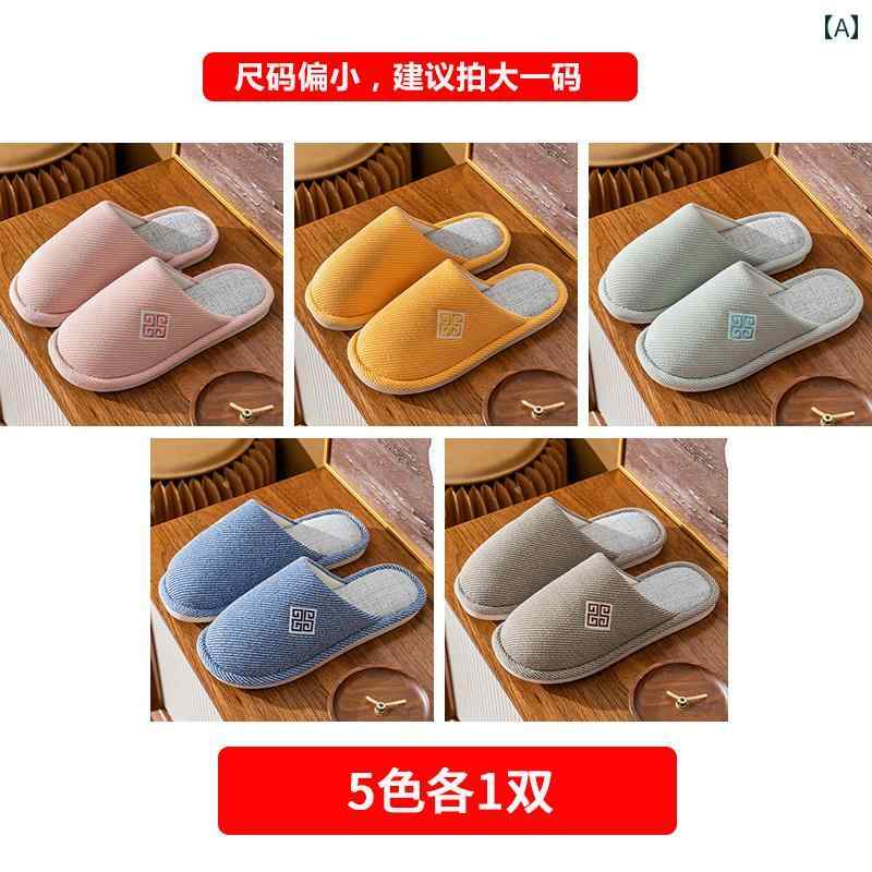 コットンスリッパ ゲスト 娯楽用 冬用 プラッシュ 滑り止め 家庭用 男女兼用 室内用 ルームシューズ インテリア リビングソールの厚さ: 1.5cm％ - 3.5cm(含まない)