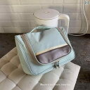 ポータブル大容量 化粧品 バッグ 旅行用 収納 フック 付き 防水 防汚 洗面用具 コスメ 持ち運び ホームインテリア シンプル