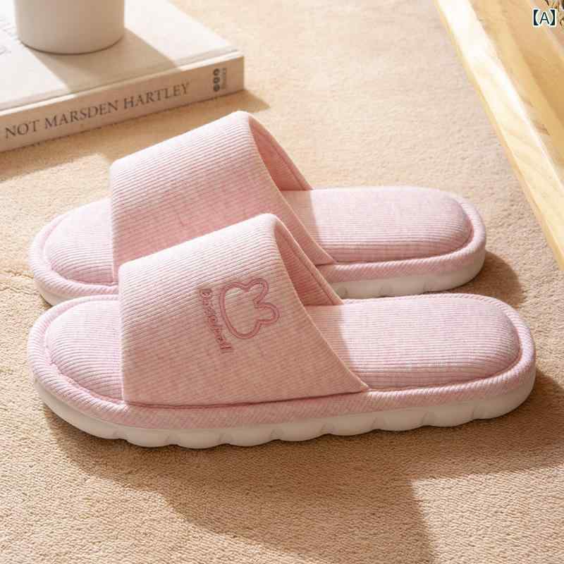 リネン スリッパ 女性用 秋冬 室内用 静かな ホーム用 男性用 コットンリネン ルームシューズ インテリア リビング シンプル