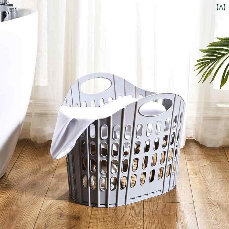 Washday Products - 家庭用 折りたたみ式 汚れた衣類 バスケット 収納 洗濯 乾燥 脱衣所 ホームインテリア ランドリーバスケット バスルーム 北欧風