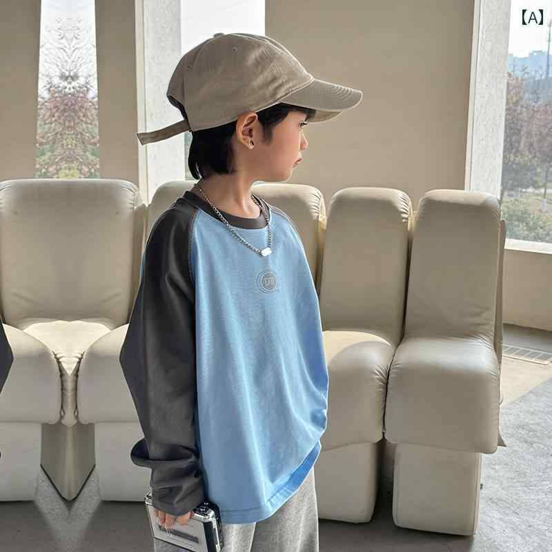 男の子 Tシャツ 長袖 春 子供用 2025 綿 トップス 春秋 キッズ ラグラン カットソー カジュアル ラウンドネック 袖丈：長袖参考身長：140cm 130cm 150cm 160cm 110cm 170cm 120cm襟のタイプ: ラウンドネック