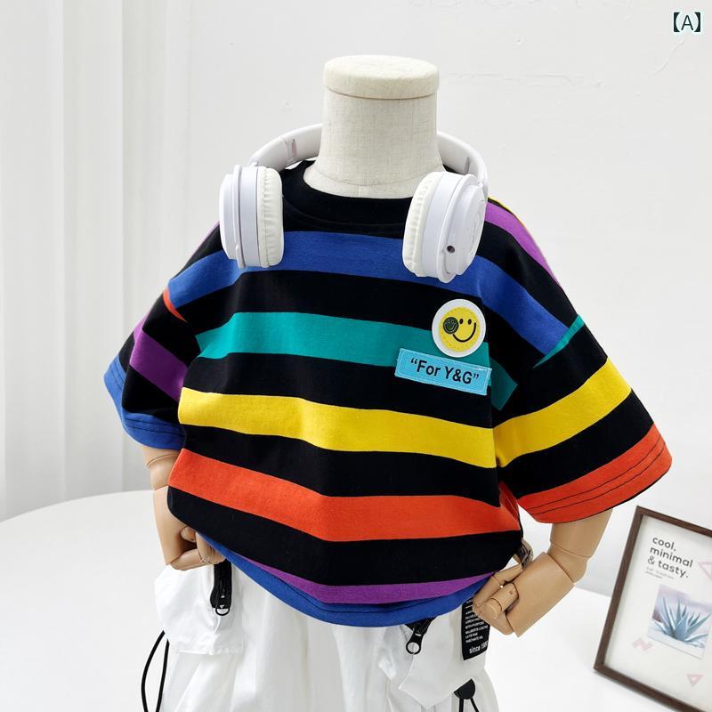 子供服 男の子 半袖 Tシャツ 2025 夏 赤ちゃん おしゃれ キッズ ストライプ トップス カジュアル カッ..