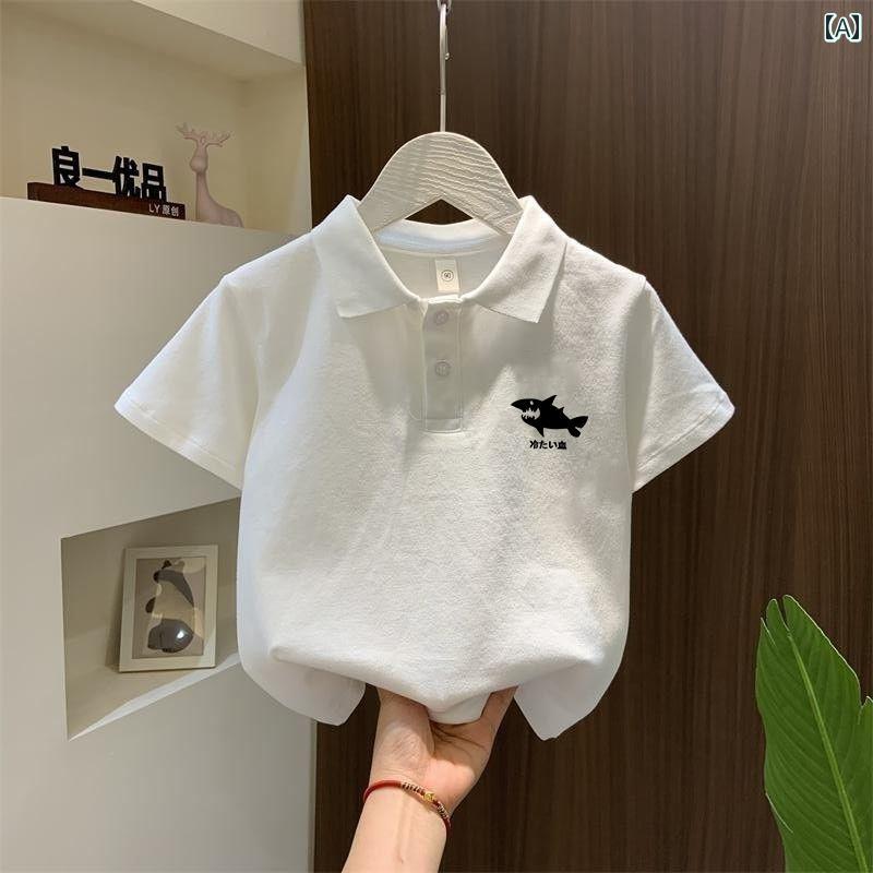 子供用 綿 ポロシャツ 夏 2025新 ベビー おしゃれ ラペル 半袖 Tシャツ 男の子 女の子 ホワイト トップス カジュアル カットソー