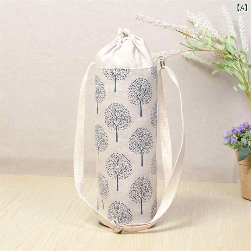 ポータブル 12L ケトル 保護 スリーブ カップ 旅行 大容量 ドローストリング コットンリネン ウォータ..