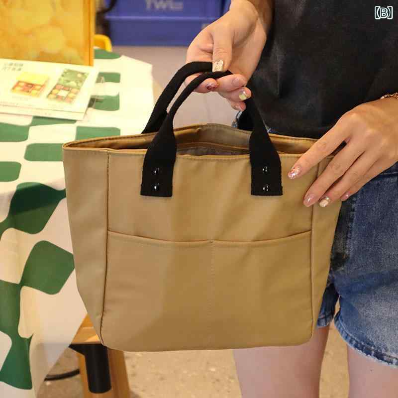カジュアル 布 防水 バッグ ハンドバッグ シンプル 通勤 ランチ ボックス 手持ち ママ キッチン オフィス スクール 持ち運び 2