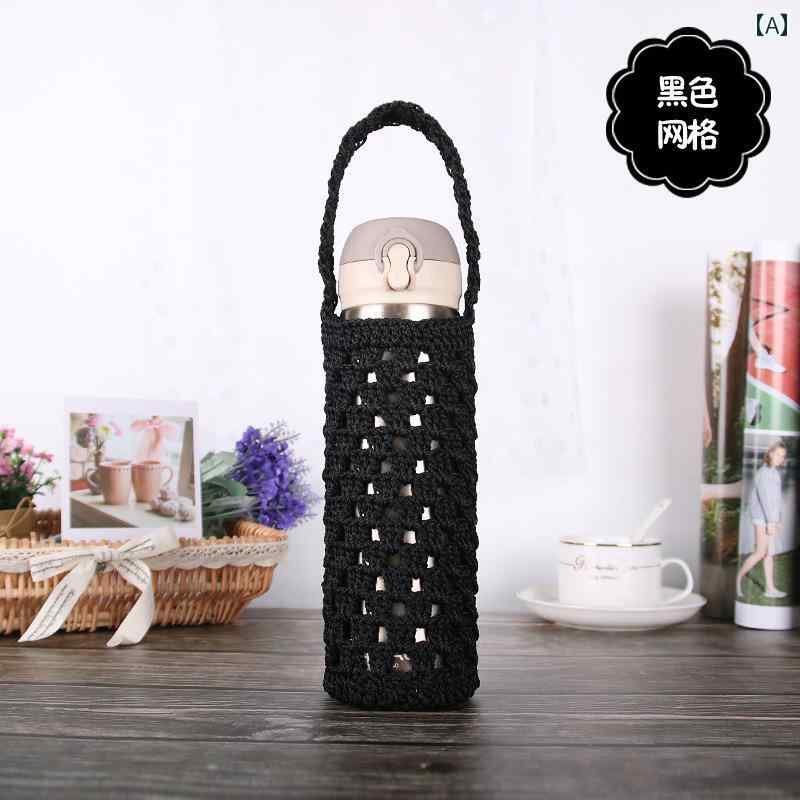 魔法瓶 カップ 手編み カバー 保護 ウール 編み ポータブル ウォーターカップ バッグ 火傷 防止 断熱 ユニバーサル おしゃれ