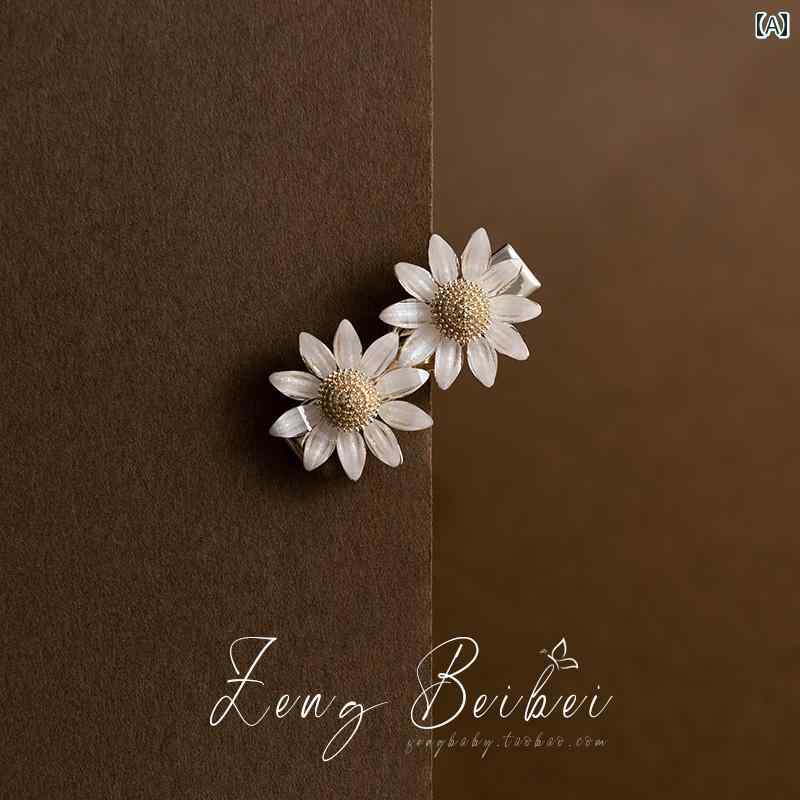 デイジー ガール フレンチ フラワー 小さめ ヘアピン 前髪用 額用 ダックビル クリップ サイド アクセサリー アップスタイル おしゃれ エレガント アレンジ