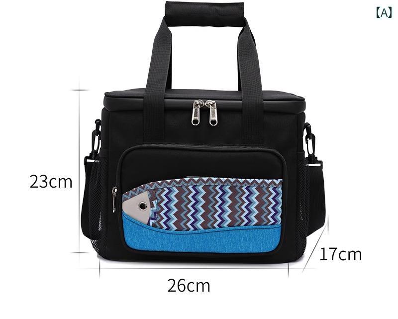 ランチボックスバッグ 防水 多機能 ハンドバッグオックスフォード 屋外 ピクニック 弁当箱入れ 魚 フィッシュ おしゃれ ドリンク入れ
