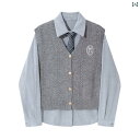 韓国 大学 JK 制服 スーツ 女性用 秋冬 コーデュロイシャツ レイヤード ベスト ツーピー カジュアル かわいい(4)