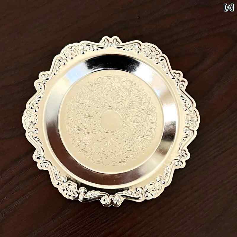 カフェ コースター フレンチ ティー メタルシルバー メッキ ソーサー レトロ コーヒー 喫茶店 お皿 おしゃれ シンプル 銀