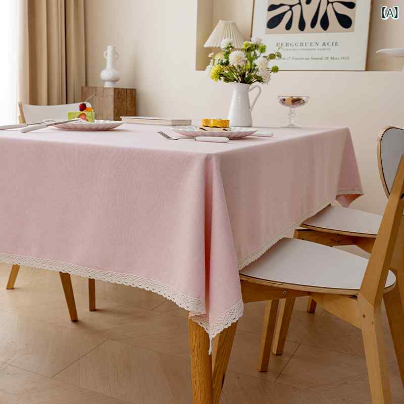 ピンク 綿麻 文学的 小さめ テーブル クロス イン スタイル デスク ダイニング ガール ハート かわいい 無地 インテリア おしゃれ