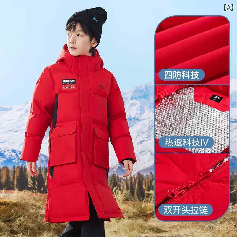 スノーシェル ホット リターン 子供用 ロング ダウン ジャケット ボーイ スキー 冬 コート キッズ カジュアル おしゃれ アウトドア 外出用 かわいい