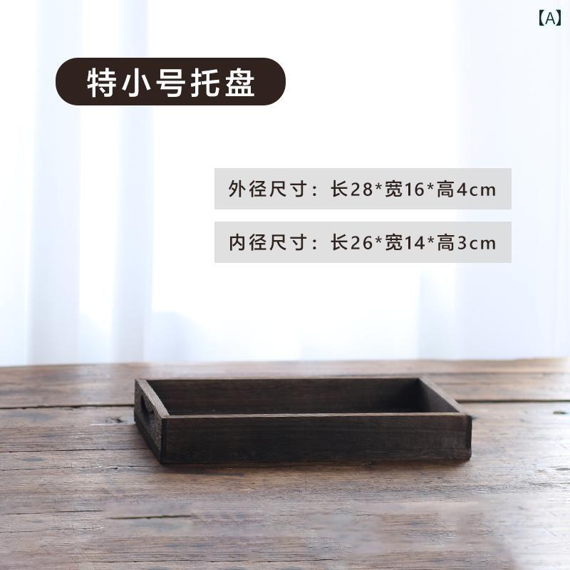 ホテル 写真 撮影用 フルーツ 皿 デザート 無垢材 ディナー プレート 長方形 和風 桐 茶 盆 トレイ イ..