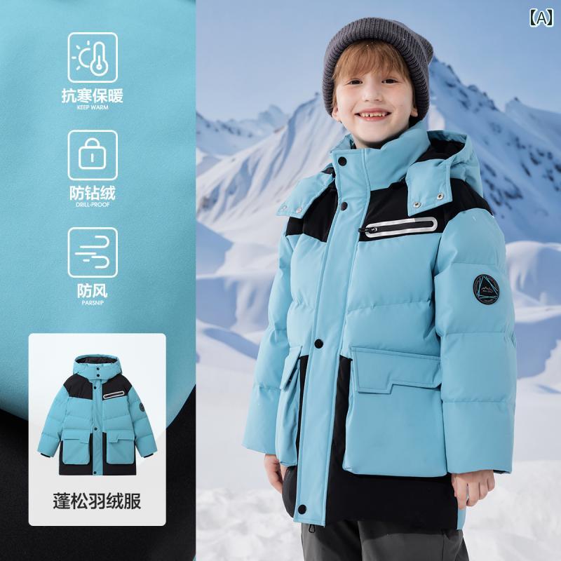 保温 ピース バード 子供 服 ダウン ジャケット ボーイズ コート ガールズ アウトドア ミドル丈 スキー スーツ カジュアル