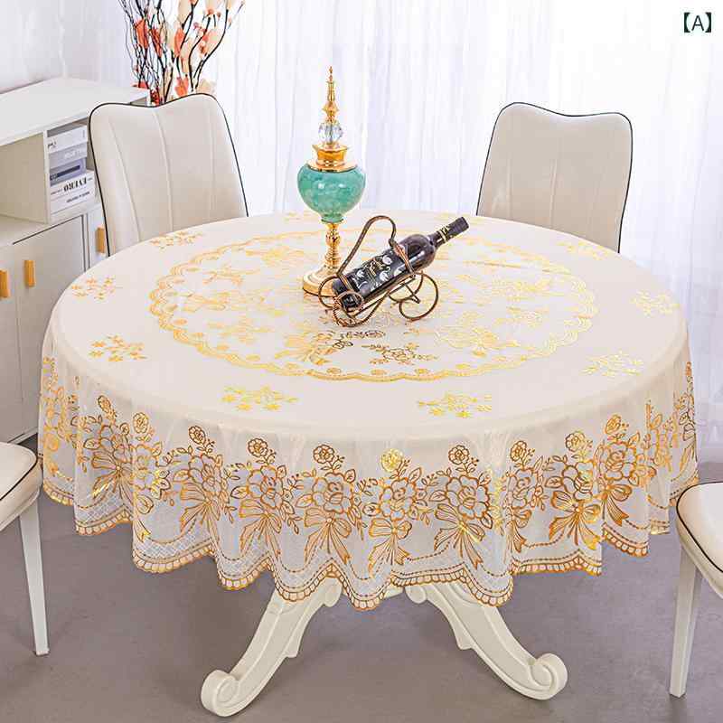 PVC 大型 テーブル クロス 防水 耐油 やけど 防止 レース ホット スタンプ ラウンド ホテル 防塵 洗濯 ..