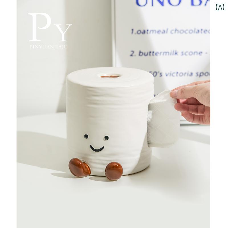イン スタイルで かわいい 楽しい トイレットペーパー ティッシュ ボックス セラミック製 バス ルーム リビング 装飾 収納