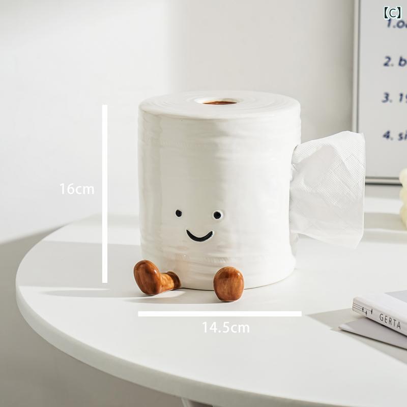 LINEAR shopのイン スタイルで かわいい 楽しい トイレットペーパー ティッシュ ボックス セラミック製 バス ルーム リビング 装飾 収納｜アングル3