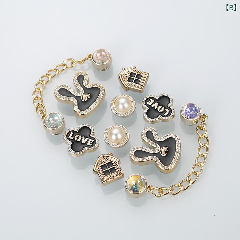 クロックス 靴 アクセサリー DIY 光沢 ラインストーン 豪華 花 取り外し可能 穴 カ...