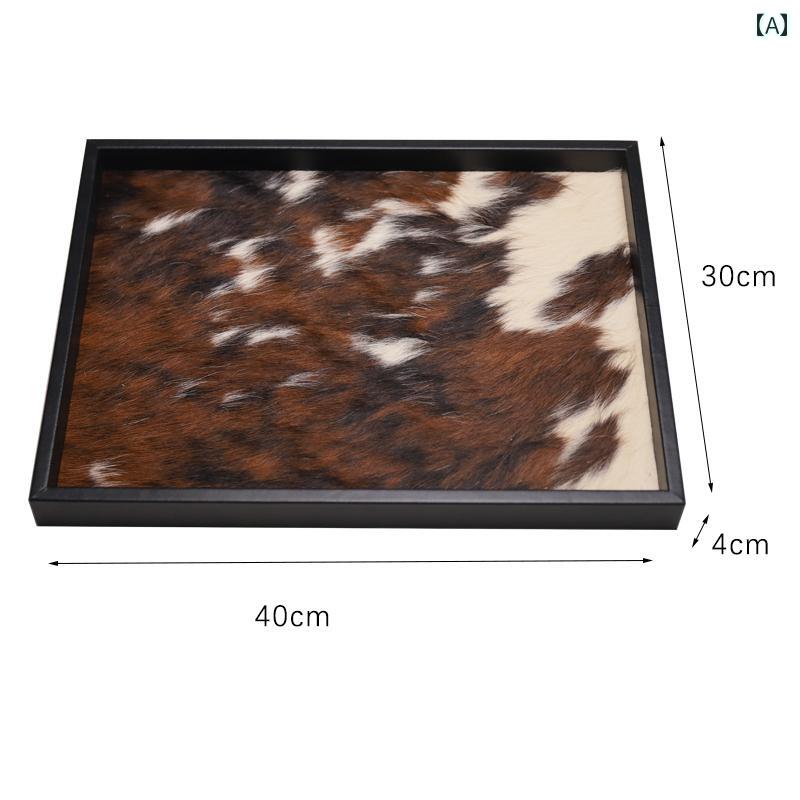 おしゃれ ブラック カーフ グレインレザー 本物 馬 毛 トレイ ジュエリー 収納 家庭用 寝室 アート 装飾品 インテリア リビング
