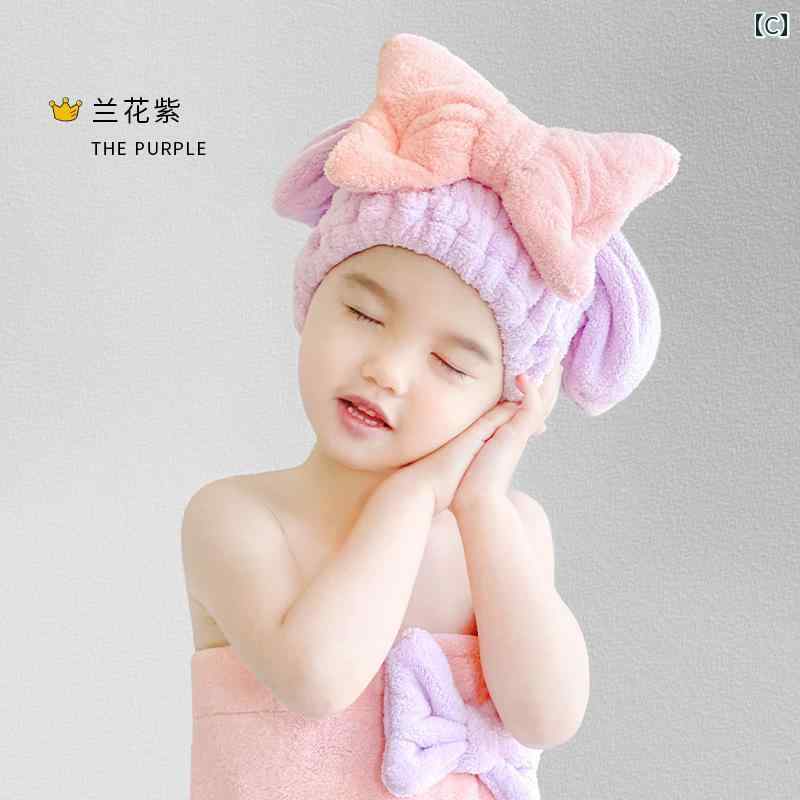 子供用 ヘア ドライ キャップ 女の子用 吸水 速乾 タオル シャンプー バッグ ヘッ...