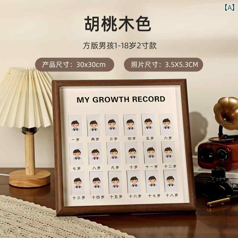 子供 成長 記録 フォトフレーム 赤ちゃん 1歳 誕生日 記念 キャンパス タイム フォトアルバム ディスプレイ インテリア おしゃれ材質: 木材