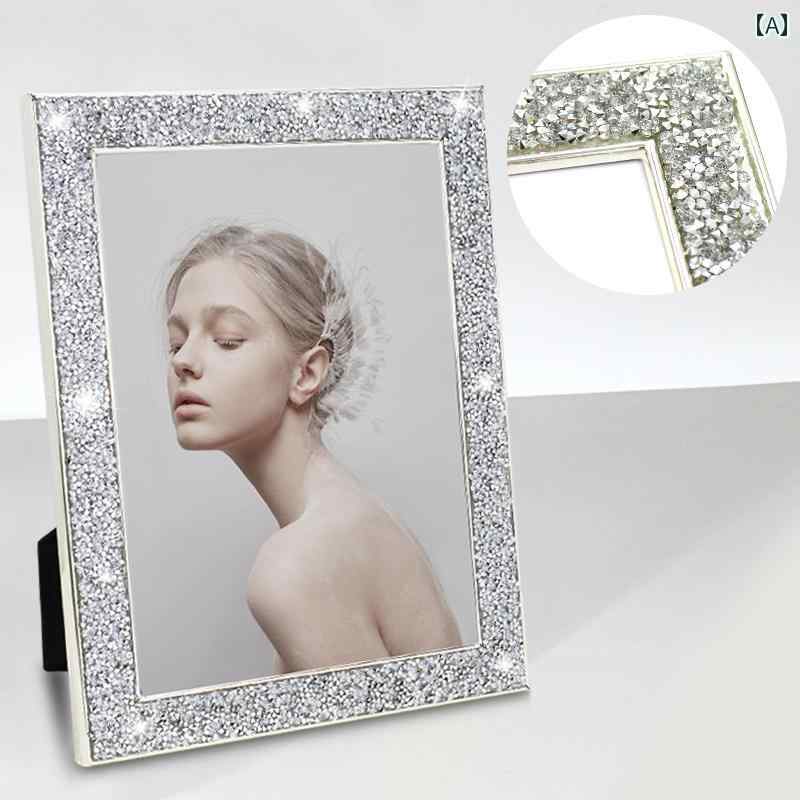 軽量 豪華 シンプル クリスタルメタル フォトフレーム ディスプレイ センス A4 写真 ウェディングフォト 壁掛け インテリア材質: 金属サイズ：5インチ（写真3R：8.9*12.7cm）.6インチ（写真4R：10.2*15.2cm）.7...