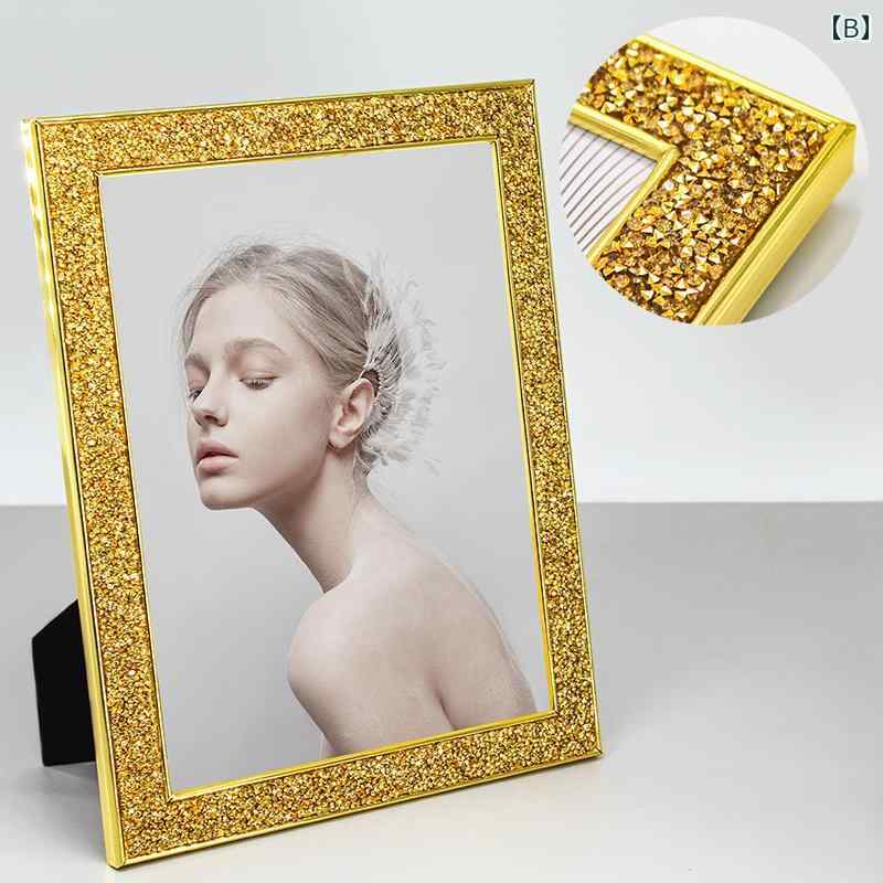 軽量 豪華 シンプル クリスタルメタル フォトフレーム ディスプレイ センス A4 写真 ウェディングフォト 壁掛け インテリア