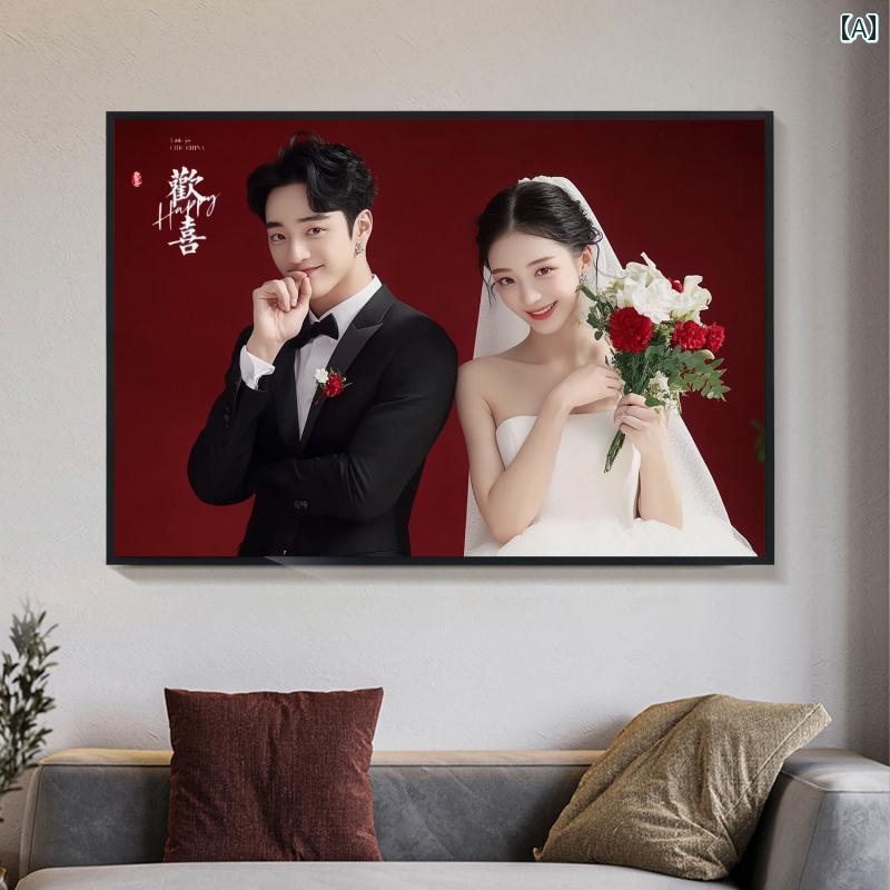 結婚式 写真 フレーム 壁掛け ベッド サイド ソファ 背景 ウォッシュ アルミ合金 フォトフレーム 拡大 ..