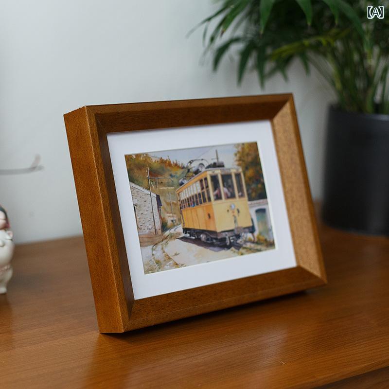 無垢材 フォトフレーム デスク トップ テーブル 装飾品 フォト ウォッシュ 壁掛け インテリア リビング ダイニング おしゃれ素材：無垢材サイズ：6インチ[内径10.2*15.2cm] [の無垢材] 7インチ[内径12.7*17.8cm]...