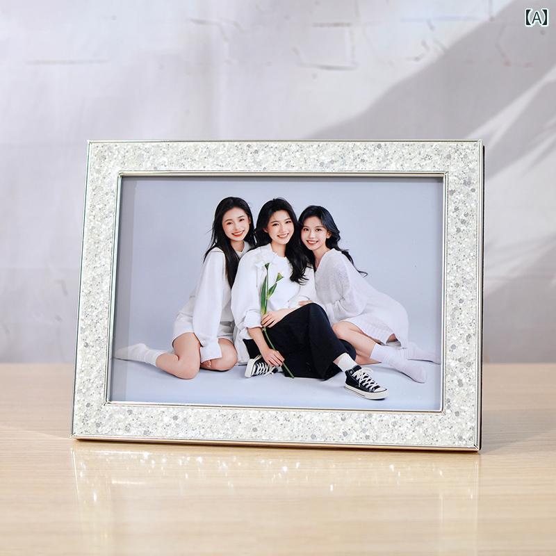 軽量 豪華 ウェディングフォト フレーム テーブル メタル 6 7 8 10インチ A4 リビング ルーム ベッド ..