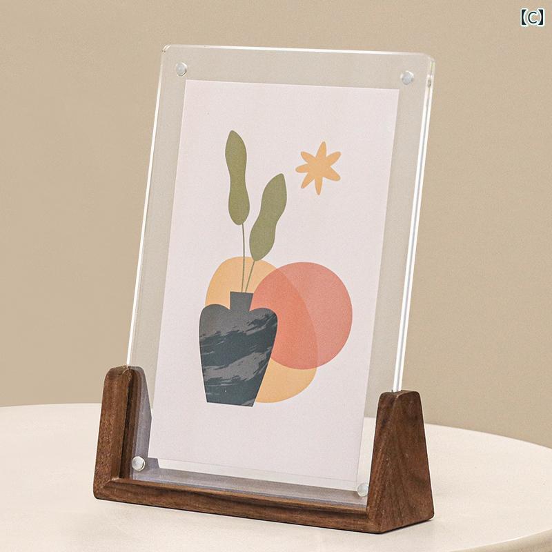 アクリル 6インチ カップル 写真 無垢材 フォトフレーム メモリアル アルバム 装飾 空 フレーム テーブル インテリア リビング ダイニング [3]