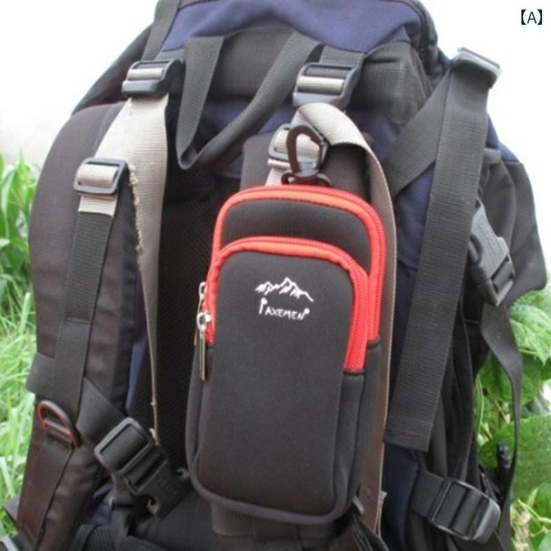 アウトドア バックパック 登山 アクセサリー 外部 ダブル 両方のジッパー ポケット ショルダー 携帯電話 トランシーバー ウエスト原産地：中国対象性別：ユニセックス色の分類: クールな黒と赤いジッパー.フルーツグリーンとグレーのジッパー.まばゆいオレンジと緑のジッパー