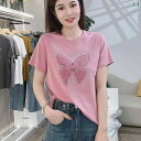 レディース 綿 半袖 Tシャツ 2025 夏 ダイエット 体型カバー トップス 洋風 服 カジュアル カットソー ラウンドネック(4)