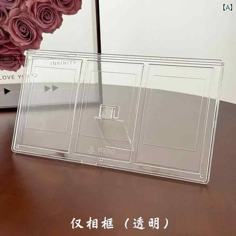 カップル 結婚式 写真 3 グリッド 透明 アクリル 豪華 フォトフレーム 空 フレーム DIY フォトアルバム スタンド インテリア リビング ダイニング材質：PCサイズ：19.6cm×10.4cm