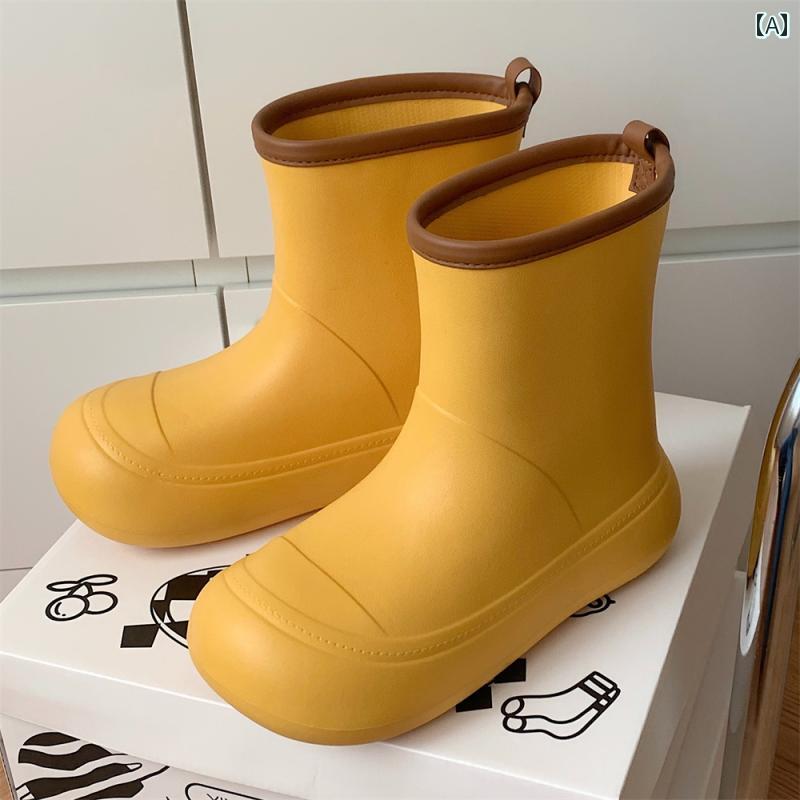 細い ストライプ コントラストカラー 大きめ ブーツ 男女 四季 アウトドア 滑り止め 防水 親子 レインブーツ カジュアル