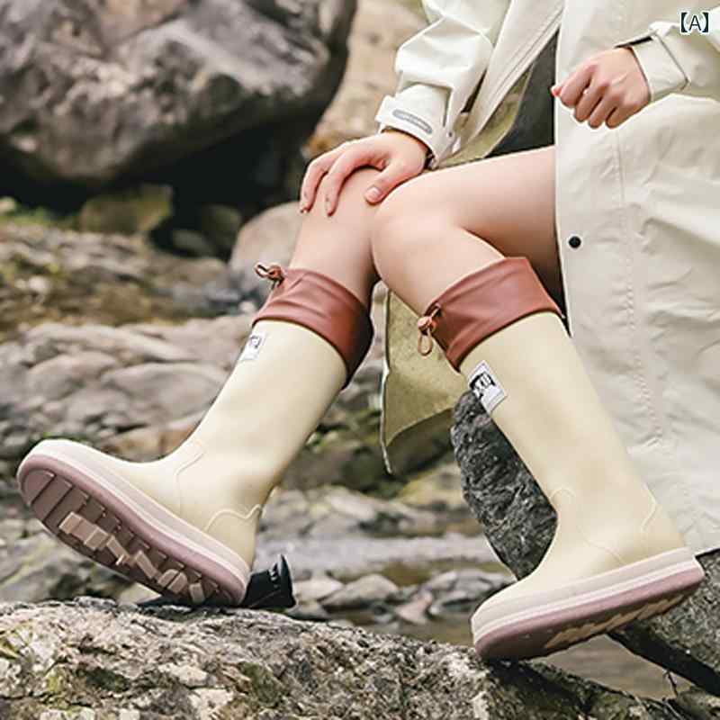カップル レインブーツ ハイ トップ レディース 大人 スタイリッシュ 和風 登山 アウトドア 防水 ブーツ 釣り メンズ カジュアル