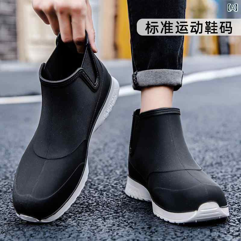 レインブーツ メンズ 防水 滑り止め レディース ウォーター シューズ 学生用 ロー チューブ ラバーシューズ アウトドア キッチン テイクアウト 軽量 柔らかい