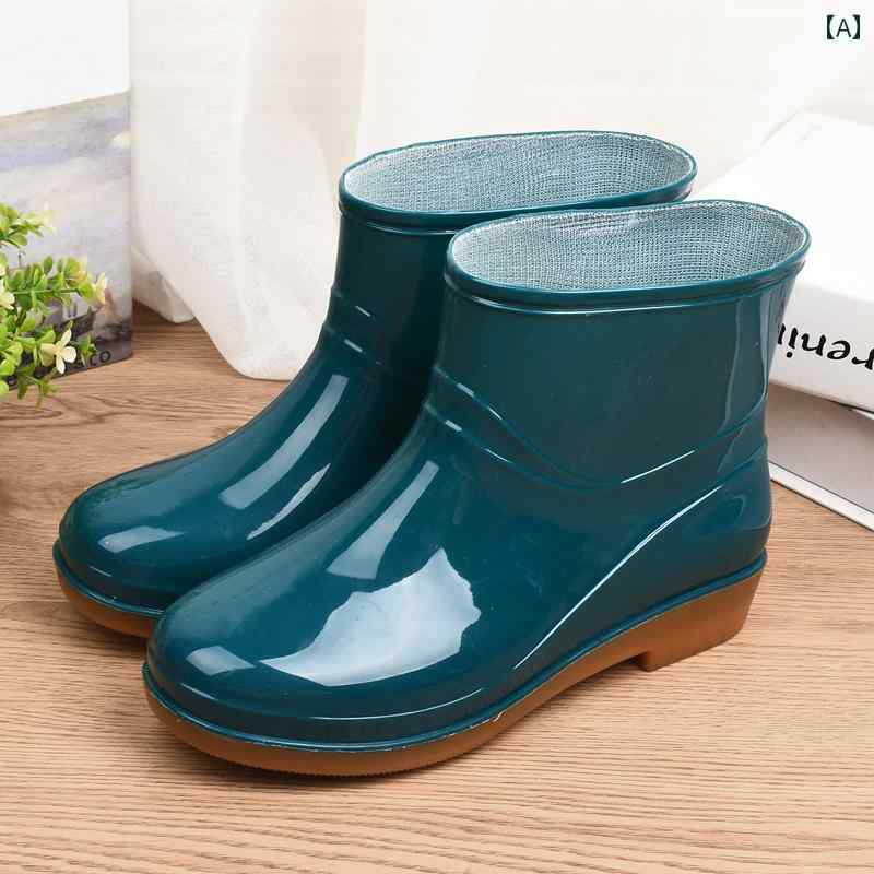 レインブーツ レディース 防水 滑り止め ウォーター シューズ 耐摩耗性 厚底 大人用 ラバーシューズ キッチン 快適 暖かい 作業用 ハーフ バレル