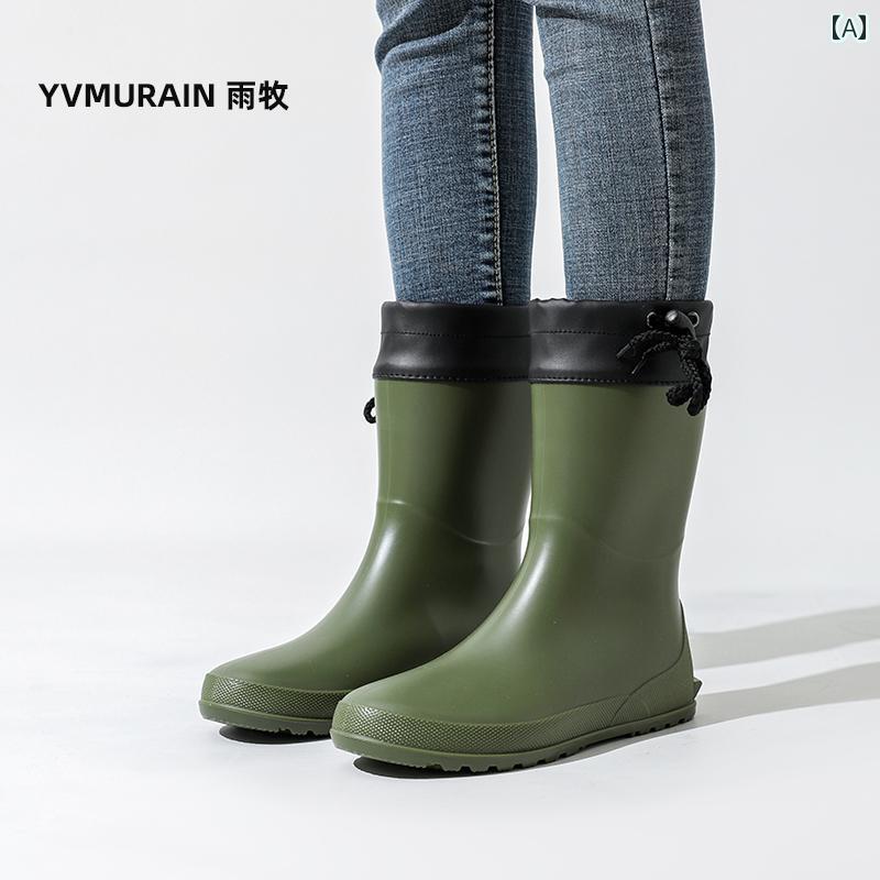 日本製 軽量 レインブーツ レディース ミッド チューブ ウォーター シューズ 防水 滑り止め アウトドア..