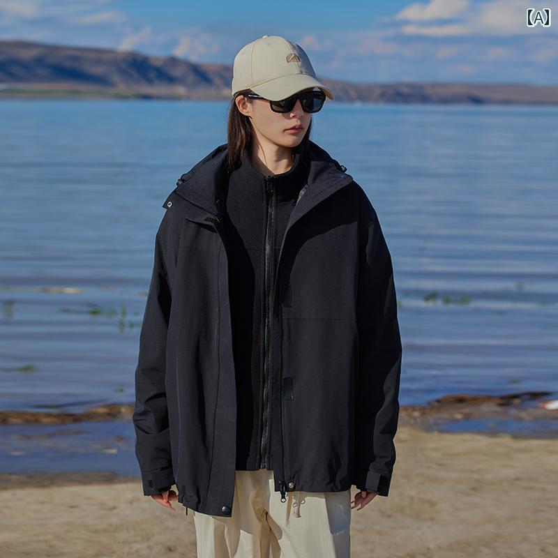 大きいサイズレディース 服 防風 アウトドア アサルト ジャケット 秋冬 ルーズ プラスベルベット 暖か..