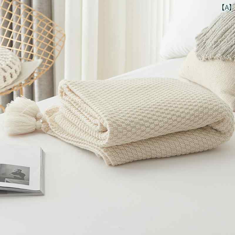 北欧 ソファ ブランケット オフィス用 昼寝用 タッセル 編み ボール ウール レジャー用 エアコン用 小..