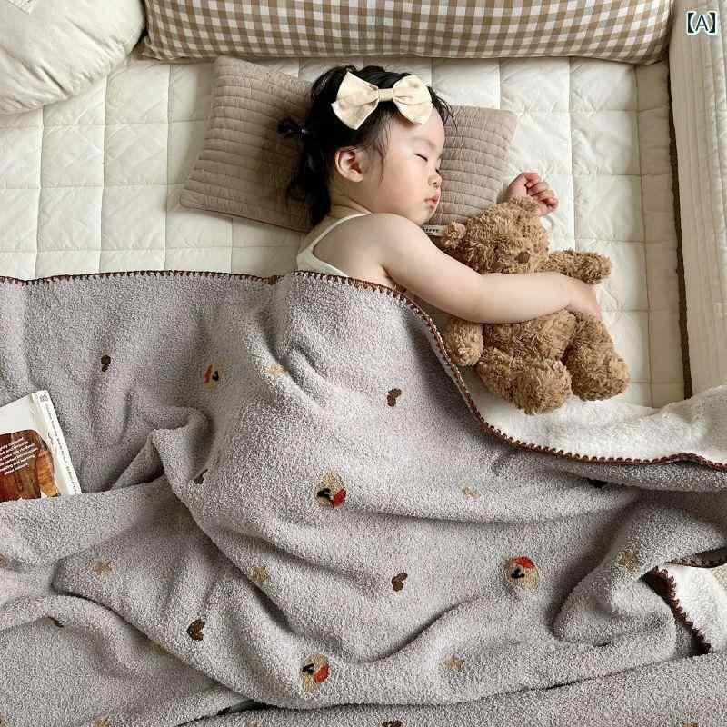 ソフト抹 茶 グリーン クラス A ベビーブランケット 刺繍 カバー ブランケット 子供用 幼稚園 昼寝 車用 カジュアル インテリア おしゃれ 寝室