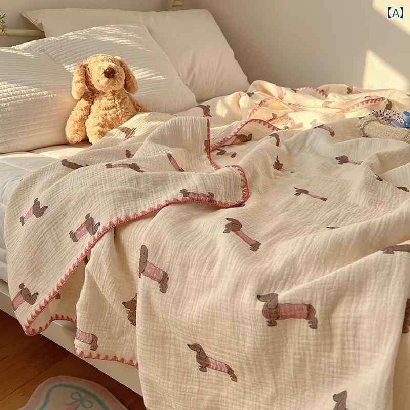 2025年 コットン シワ 糸 ブランケット 幼稚園 ベビー 綿 カバー シングル エアコン小 昼寝 カジュアル インテリア おしゃれ 寝室