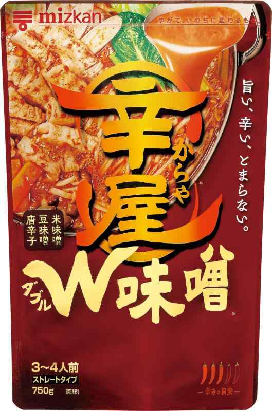 ミツカン 辛屋 W味噌 鍋つゆ ストレート 鍋の素 750g×4袋 鍋の素