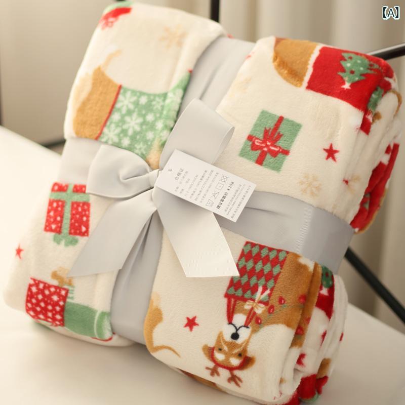 輸出 クリスマス タイル フランネル ブランケット シート エアコン コーラル ベルベット ベッド タオル キルト 昼寝 インテリア