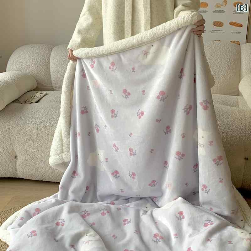厚手 ラムスキン ブランケット オフィス用 昼寝用 冬用 ショール コーラル フリース エアコン用 ソファ ベッド用 カジュアル インテリア おしゃれ 寝室