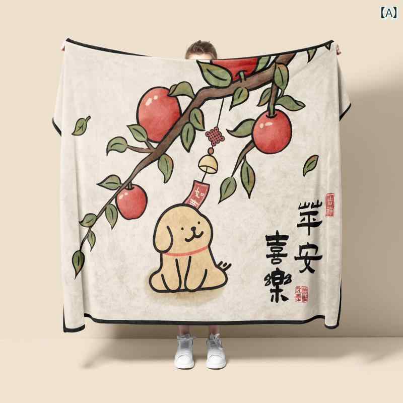 幸運 ライン 子犬 フランネル ソファ ブランケット カバー 小さめ 昼寝用 ランチ 休憩用 暖かい オフィス用 インテリア カジュアル