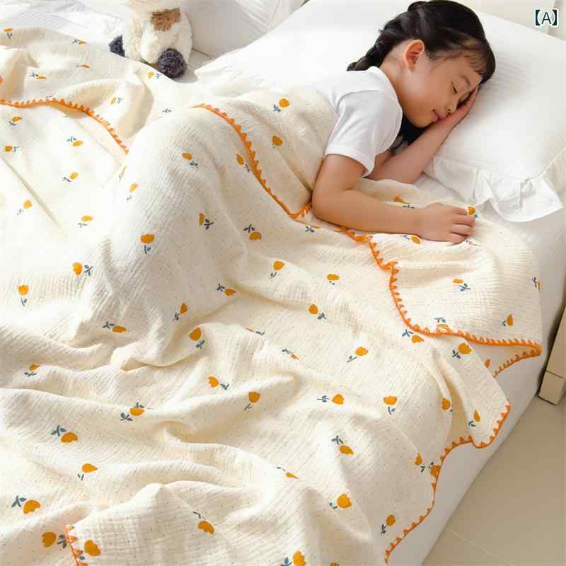 綿 ガーゼ ブランケット プリント 柄 小さめ 昼寝用 オフィス用 ショール 子供用 ベッド カジュアル インテリア おしゃれ 寝室