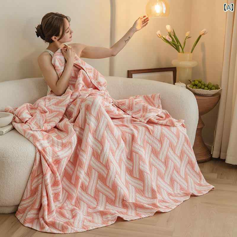 綿 4層 ガーゼ タオルケット ブランケット オフィス 昼寝用 ソファー カバー エアコン用 ベッド用 カジ..